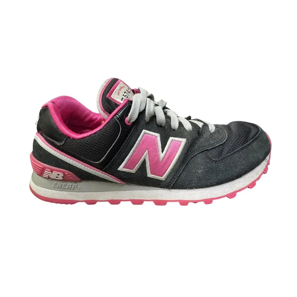 New Balance 574 Womens Sneakers Navy Pink Suede Mesh‎ Running Shoes WL574